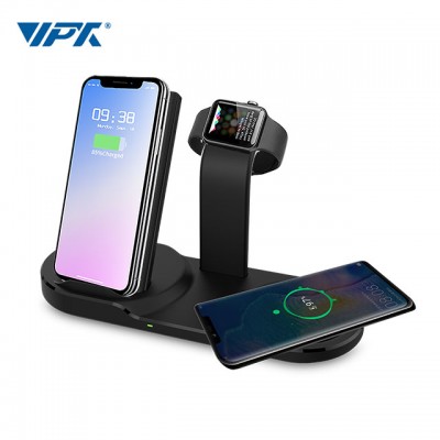 Portable 10000 mah wireless powerbank,QC&PD18W High Capacity 3 in 1 iphone iwatch AirPods wireless power bank charging station